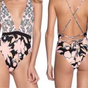 Maaji Free People Multi Chrome Rainbow One-Piece Swimsuit